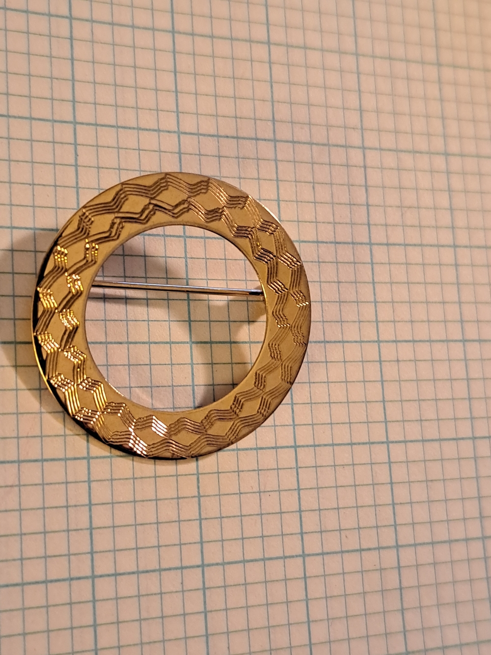 Textured Gold Circular Brooch - Elegant Women’s Pin